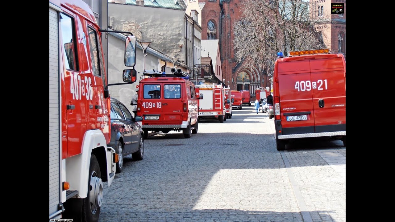 Przejazd kolumny pogrzebowej - JRG Będzin, OSP z terenu Będzina Policja oraz Pomoc Drogowa
