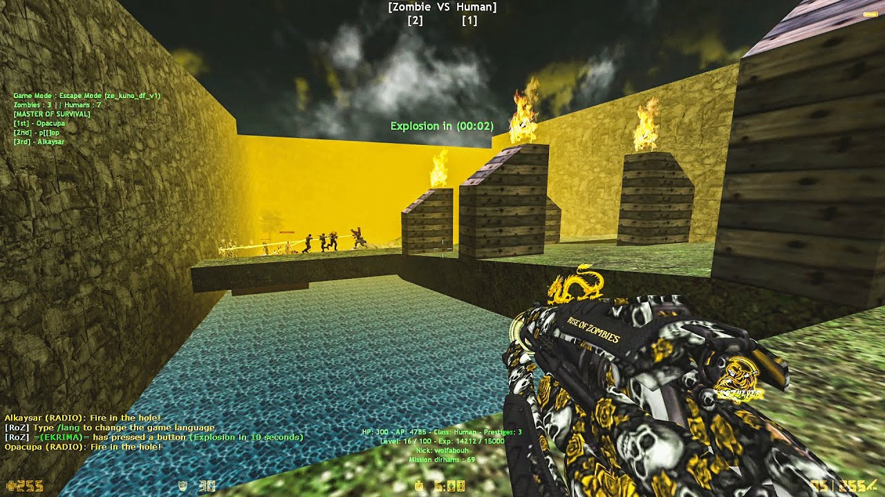 Counter-Strike : • GamePlay • On Roz4ever | Maps: ze_kuno_df_v1 | Zombie escape