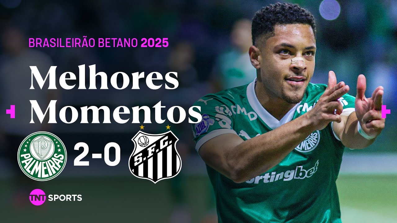 VITOR ROQUE CRAVOU DUAS VEZES E COLOCOU O SANTOS NA ZONA! PALMEIRAS 2X0 SANTOS - MELHORES MOMENTOS