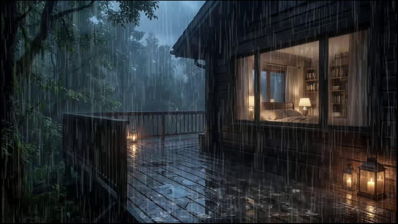 Cozy Forest Cabin Rain at Night 🌙 Relaxing Rain Sounds for Deep Sleep & Stress Relief