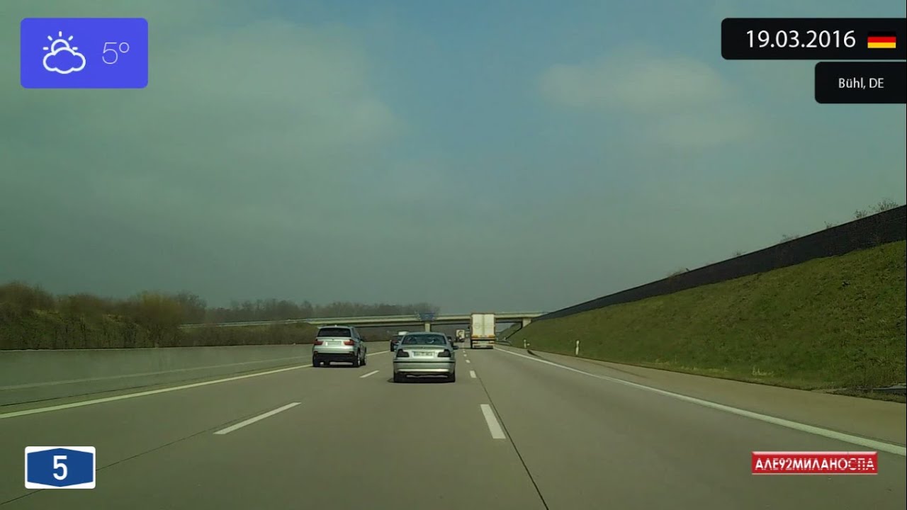 Driving from Flughafen Karlsruhe/Baden-Baden to Baden-Baden (Germany) 19.03.2016 Timelapse x4