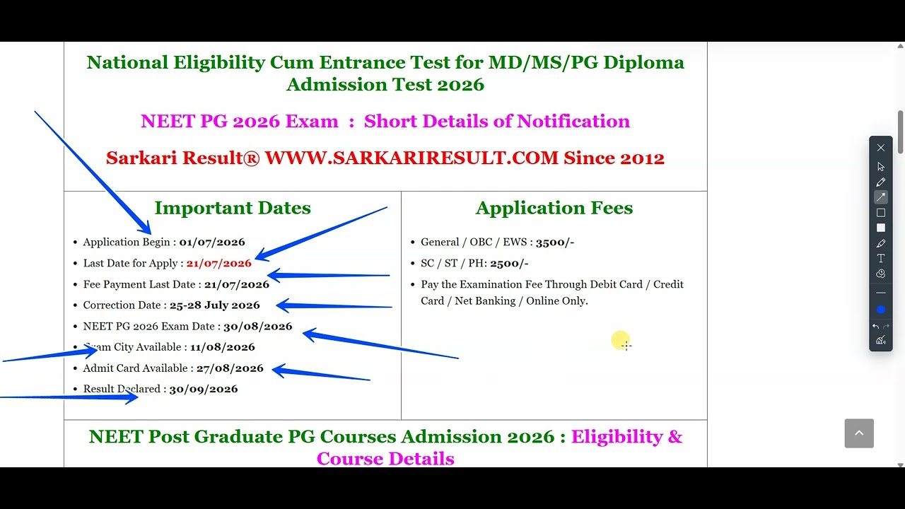 NAT Board NBE NEET PG 2026 Admissions Test Recruitment 2026 | Sarkari Result | SarkariResult.com