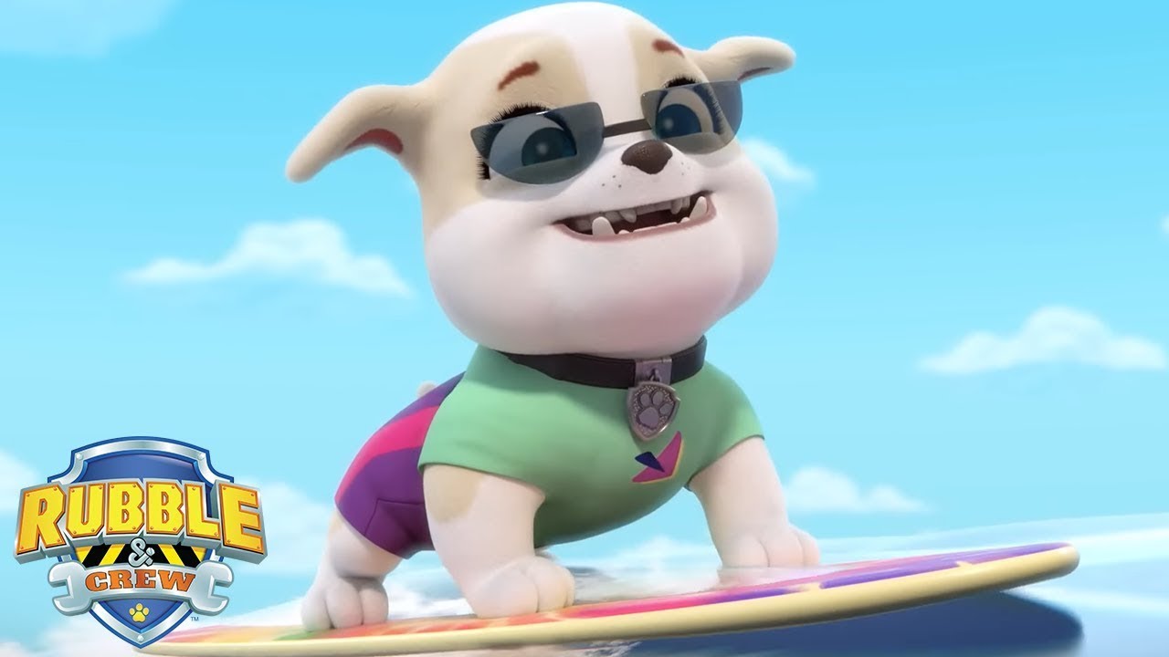 Surf's up for Rubble and Auntie Crane | Rubble and Crew | Cartoons for Kids