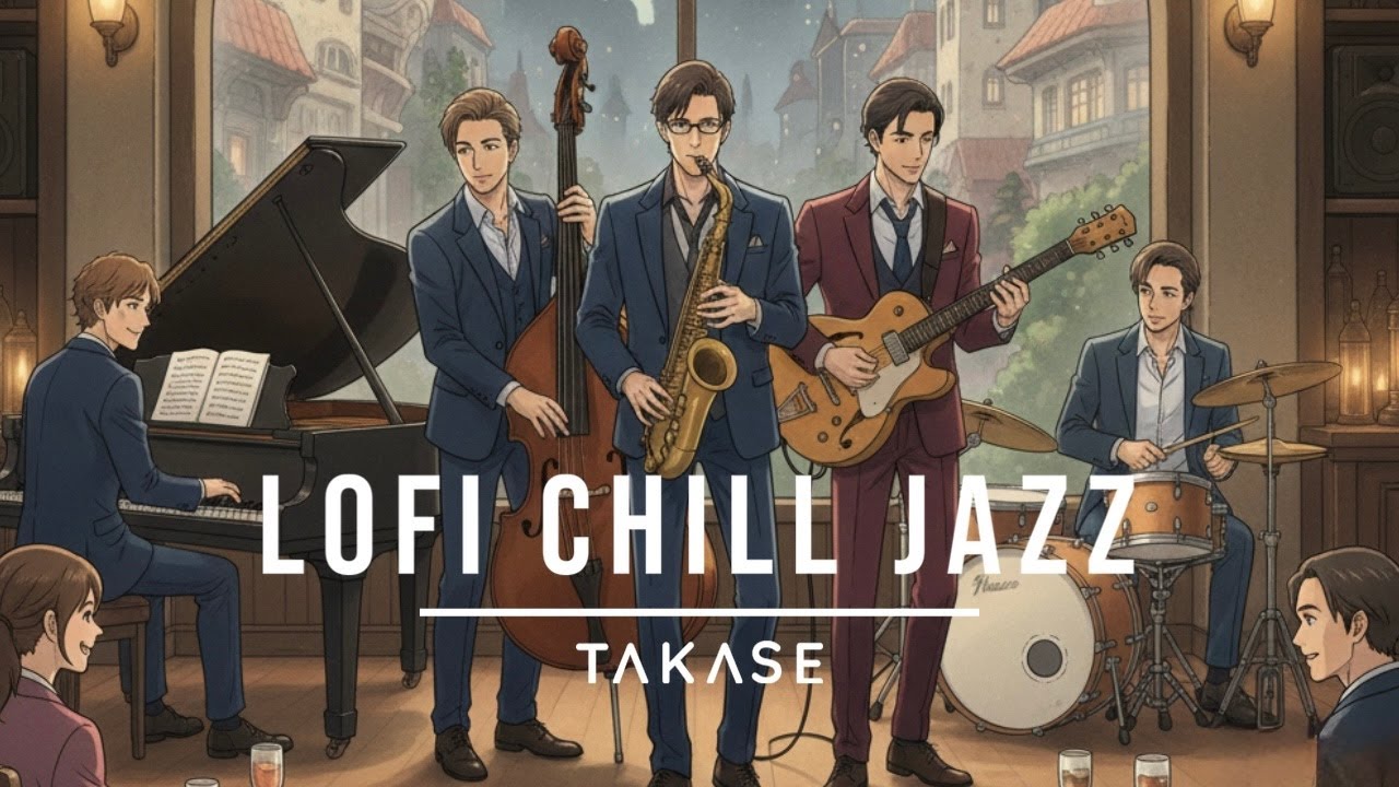 Lofi Chill Jazz [4 Hours / Mellow Piano, Soft Drums & Sax] - TAKASE