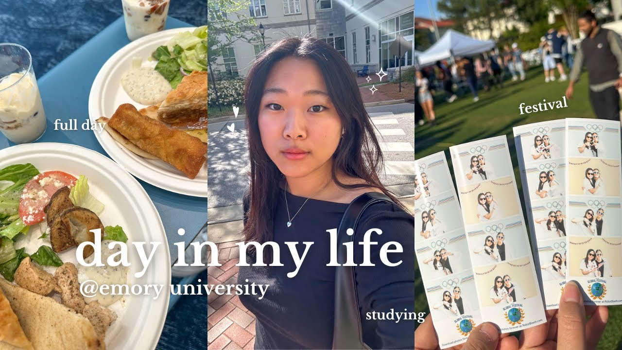 day in my life @emory uni 🥤 full day, studying, festival, free food