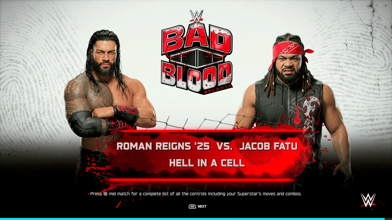 WWE 2K25 - Roman Reigns vs Jacob Fatu | Bloodline Civil War Hell In A Cell
