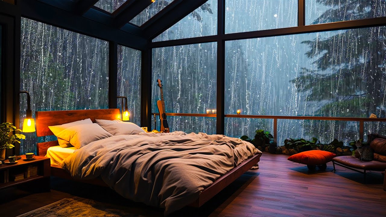 Rain Sounds for Sleeping No Ads - Intense Rainstorm & Thunder Sounds for Deep Sleep, Study, Relax