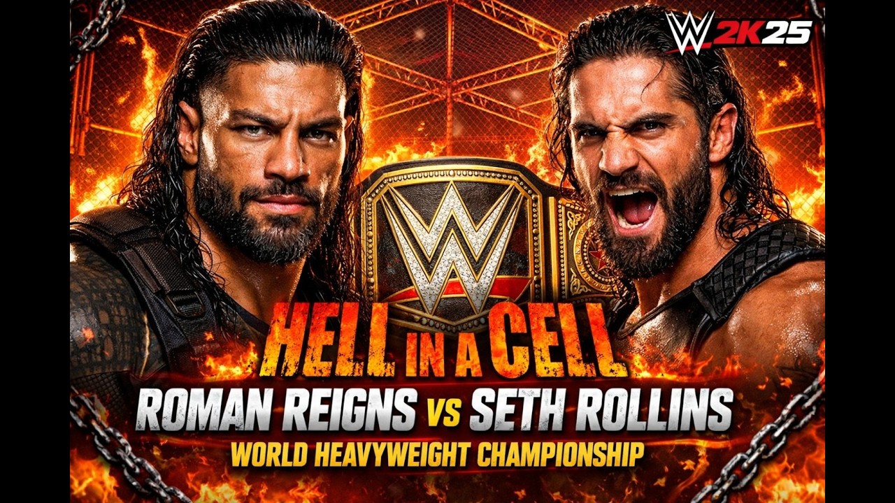Roman Reigns vs Seth Rollins – Hell in a Cell for the World Heavyweight Championship | WWE 2K25