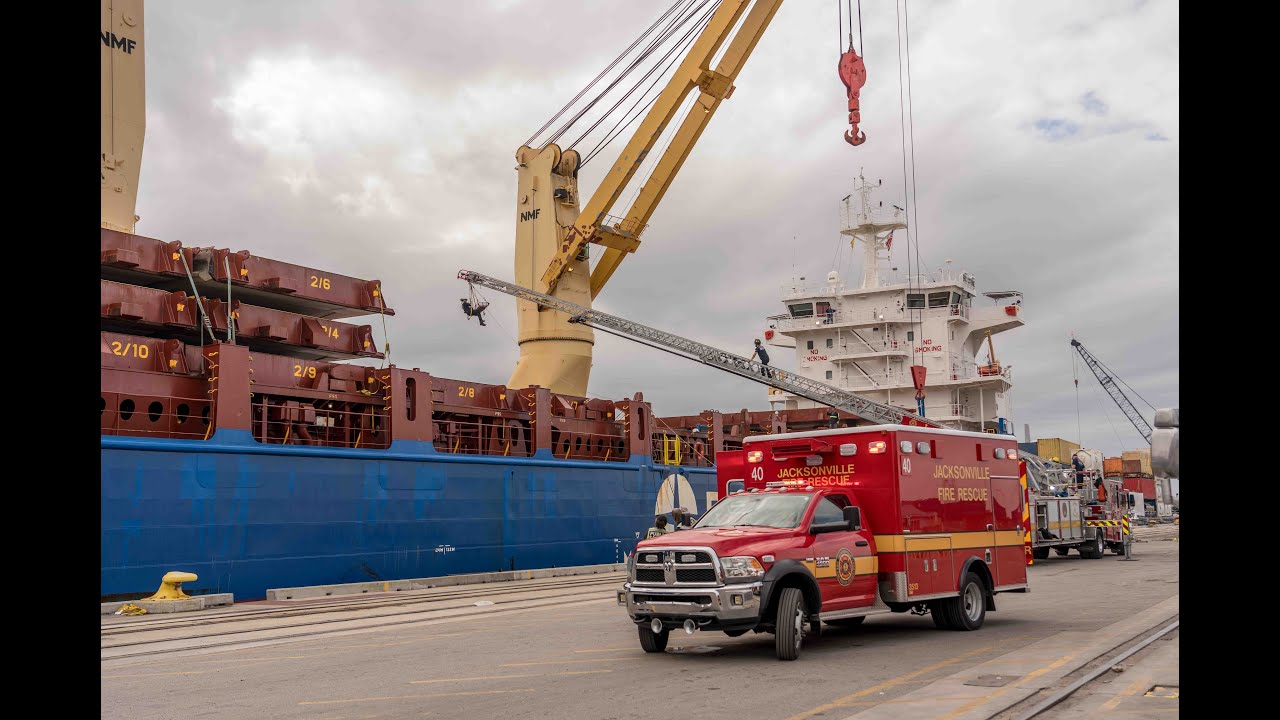 Jacksonville Fire Rescue Department have to rescue man from a ship