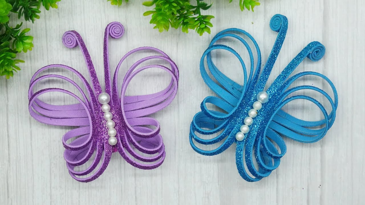 EVA Foam Paper Butterfly | How to Make Butterflies with Glitter Foam Sheet