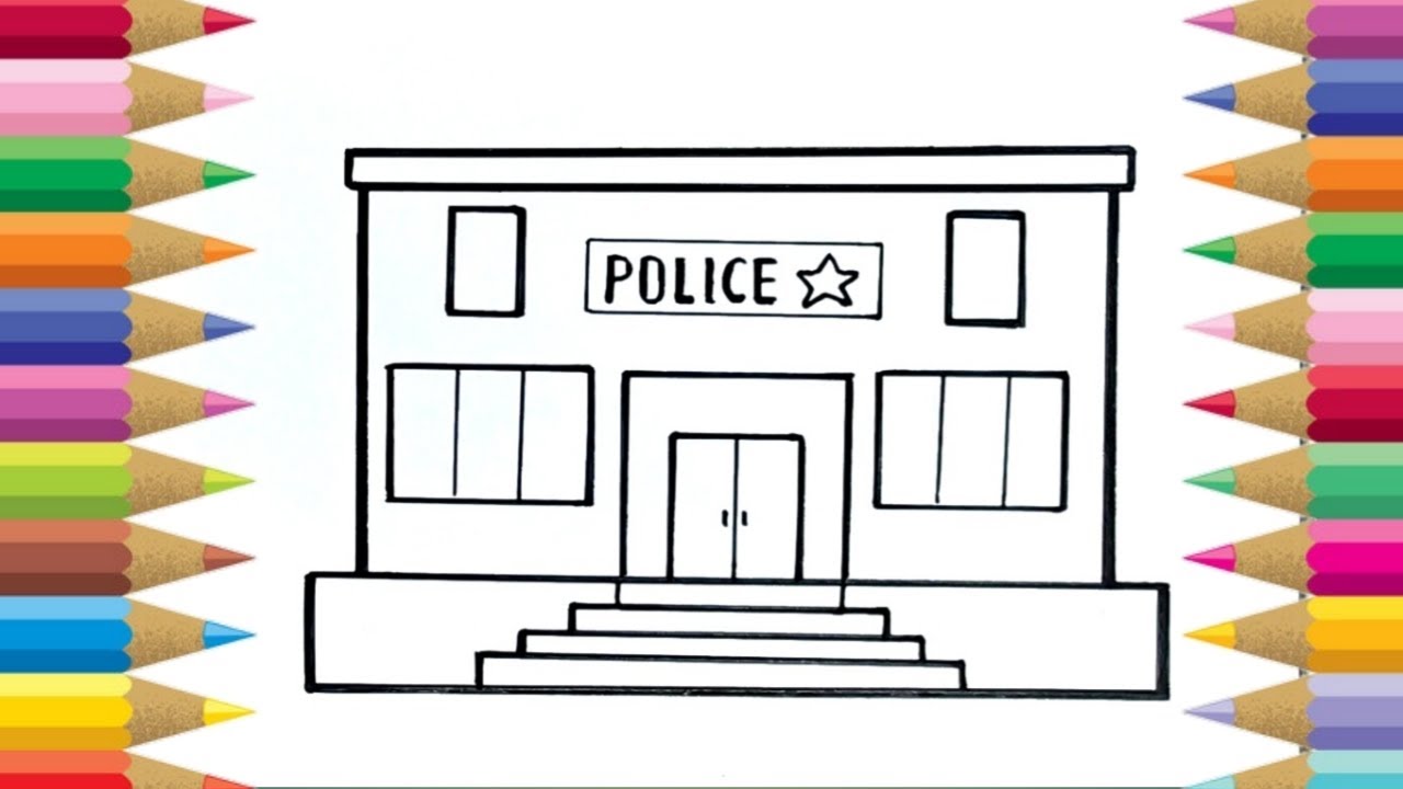 Police Station Drawing Simple | Easy Drawings Of Cute Things And Animals Easy To Draw