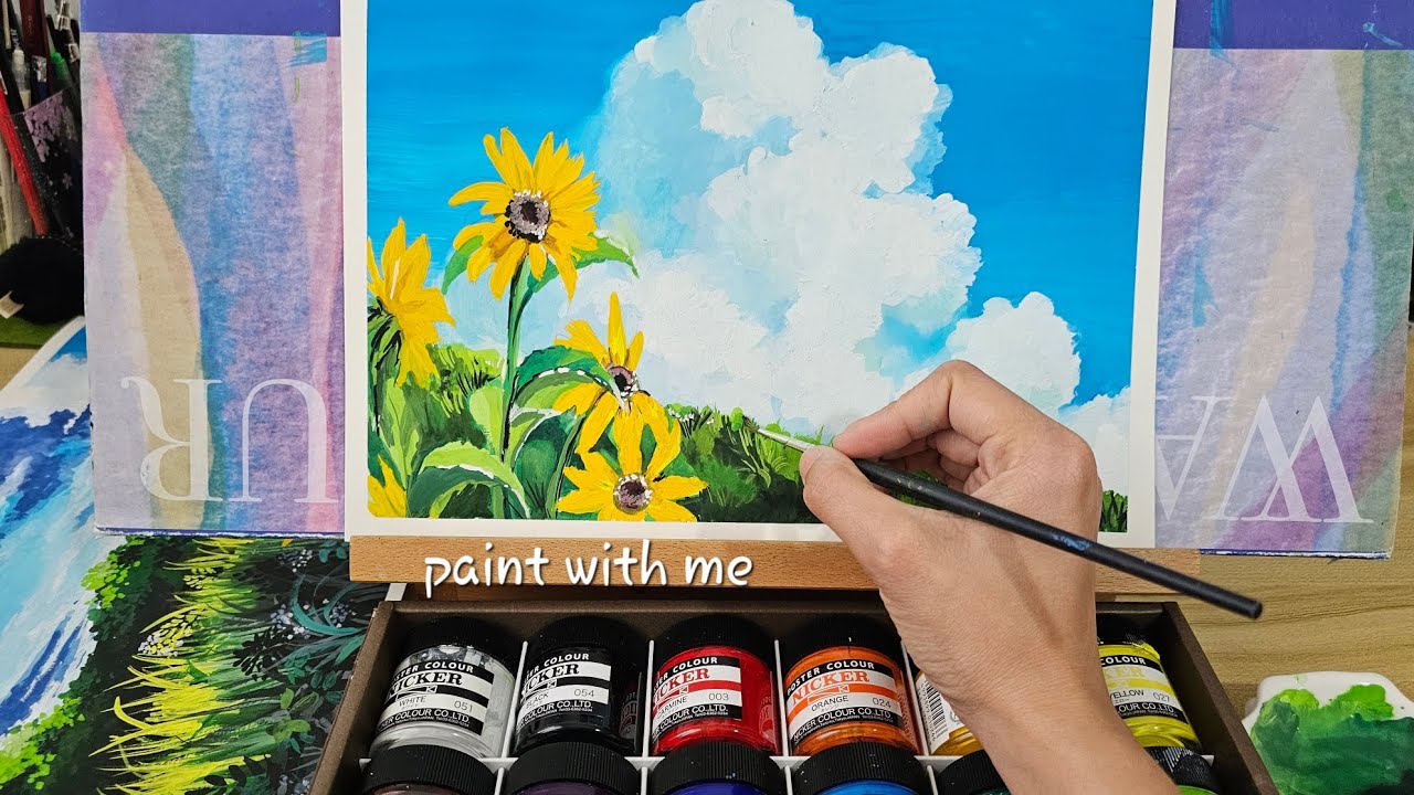 Painting Ghibli scene using Nicker poster paints