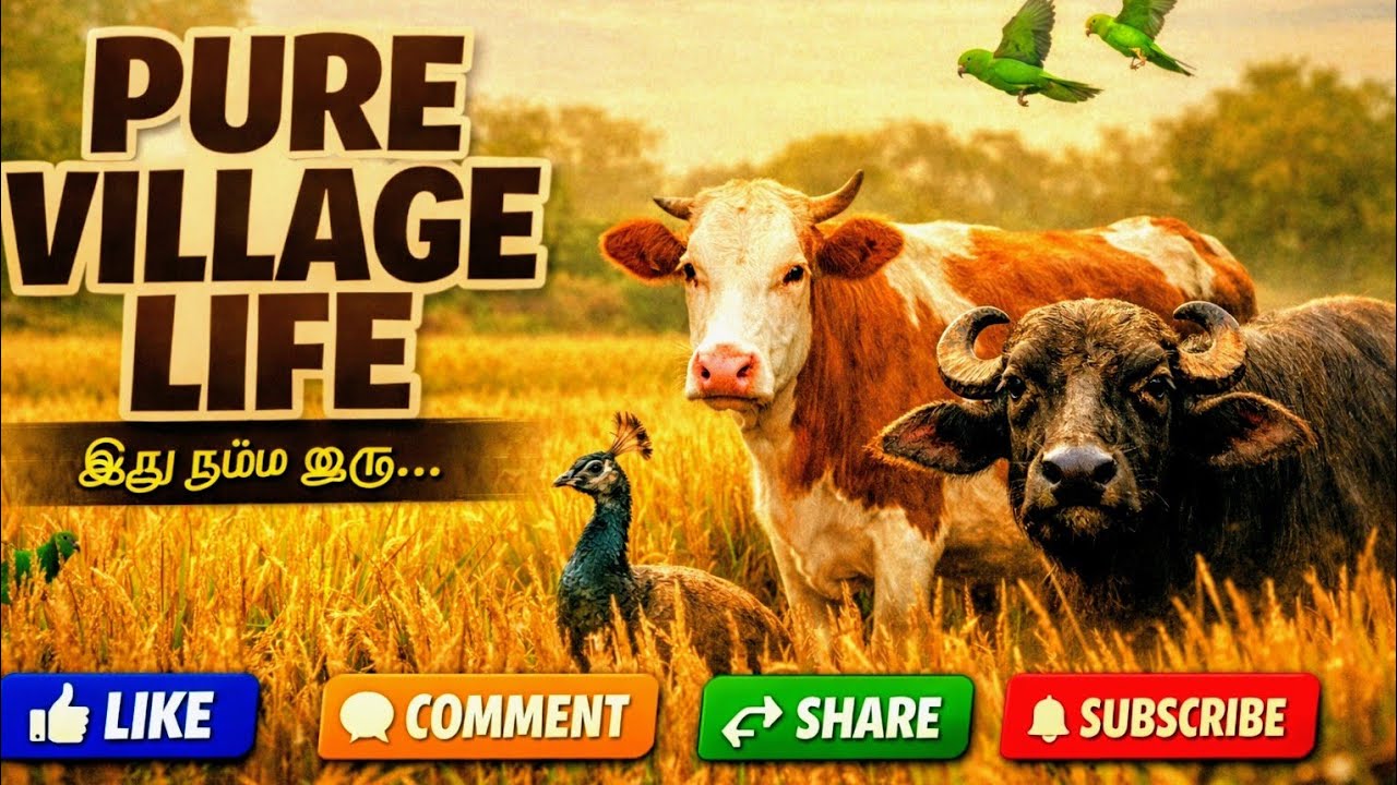 👉🌿🌿🌾🦚“Pure Village Life | Paddy Fields, Peahens, Cows & Green Parrots | Nature at Its Best”🌿🌿🦜🌾🦚