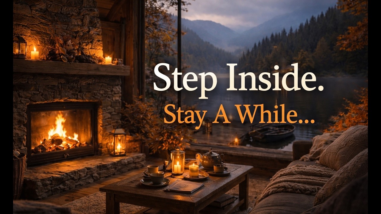 Cozy Fireplace Cabin by the Lake 🍂🔥 | 3 Hours Relaxing Autumn Ambience