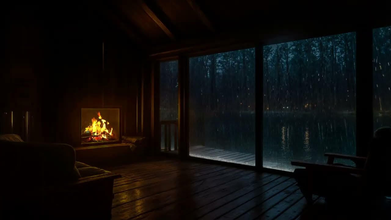🌲 Rainy Forest Cabin Ambience 🌧️🔥 | Rain & Fireplace ASMR for Sleep