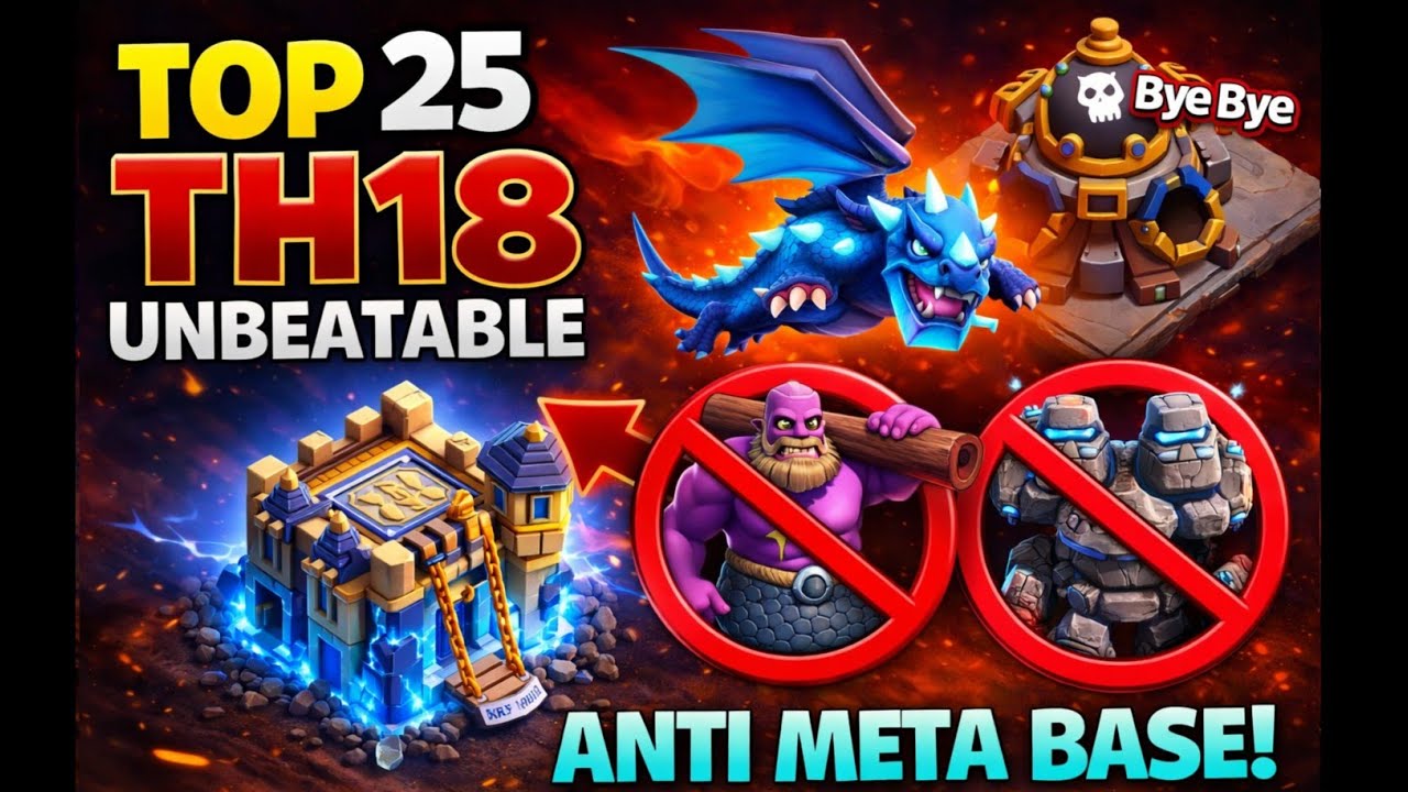 TOP 25 BEST TH18 BASE LINKS! | Highly Tested Legend League & War Bases | Anti Thrower & bolwer | coc