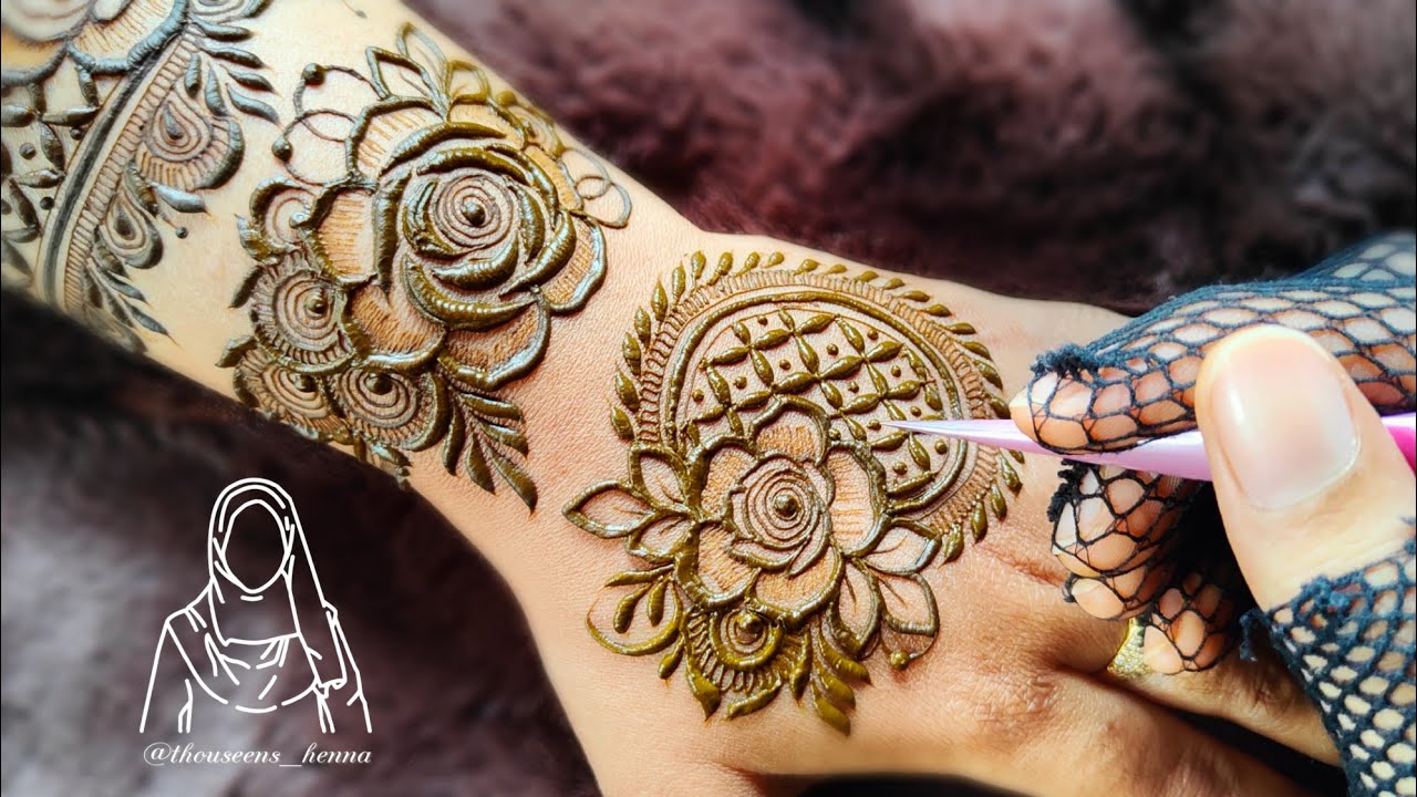 A very beautiful back hand henna design | latest Beautiful Henna design tutorial by Thouseen Syed