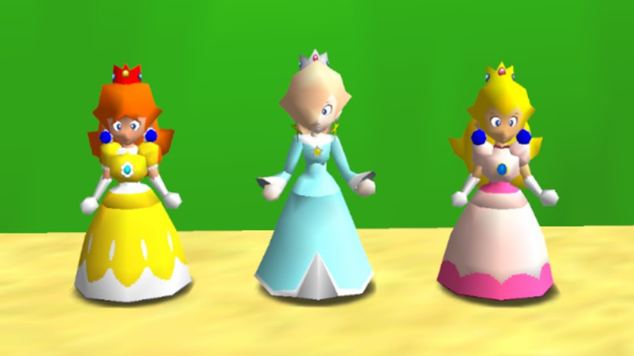 Rosalina, Peach and Daisy in Mario 64 (3 Players) - Full Game 100% Walkthrough