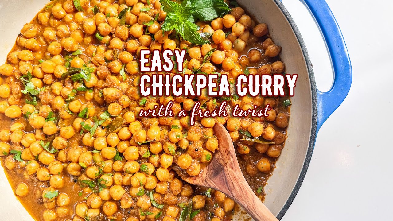Kerala Style Chickpea Curry with Mint and Cilantro | Easy South Indian Recipe