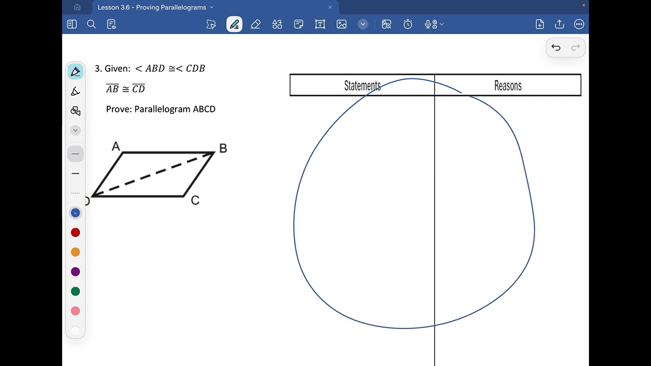 Lesson 3.6 - Proving Quadrilaterals are Parallelograms (Part 2)