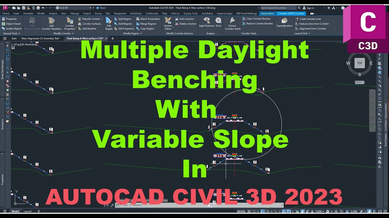 How to Used Multiple Daylight Benching with Variable Slope in Autocad Civil 3D 2023