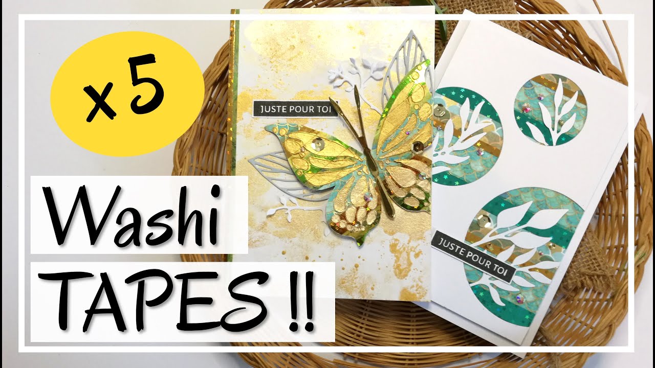 UTILISEZ TOUS VOS WASHI TAPES !! 5 idées originales ! Tuto Carterie DIY Scrapbooking