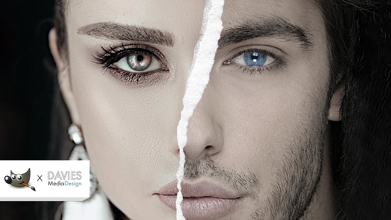 Torn Paper Dual Portrait Effect with GIMP | Photo Manipulation