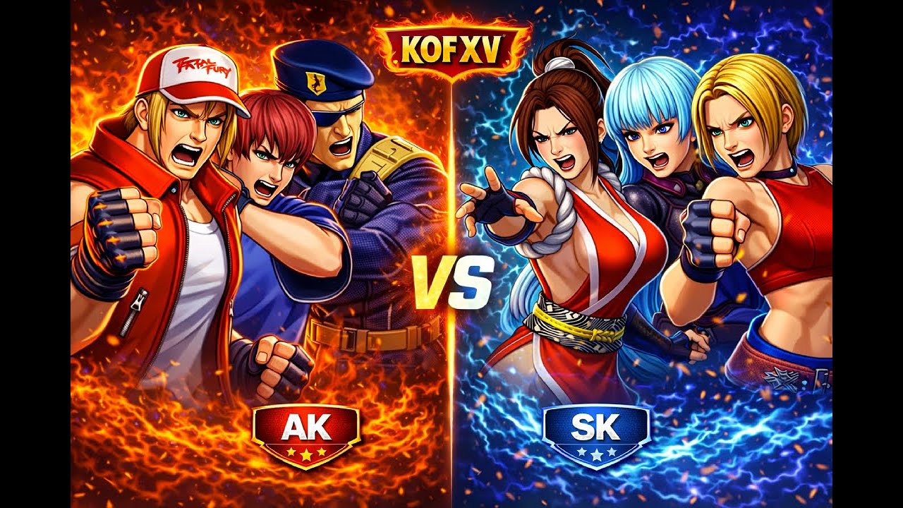 AK (TERRY, CHRIS, HEIDERN) VS SK (MAI, KULA, BLUE MARY) 🔥 KOF XV