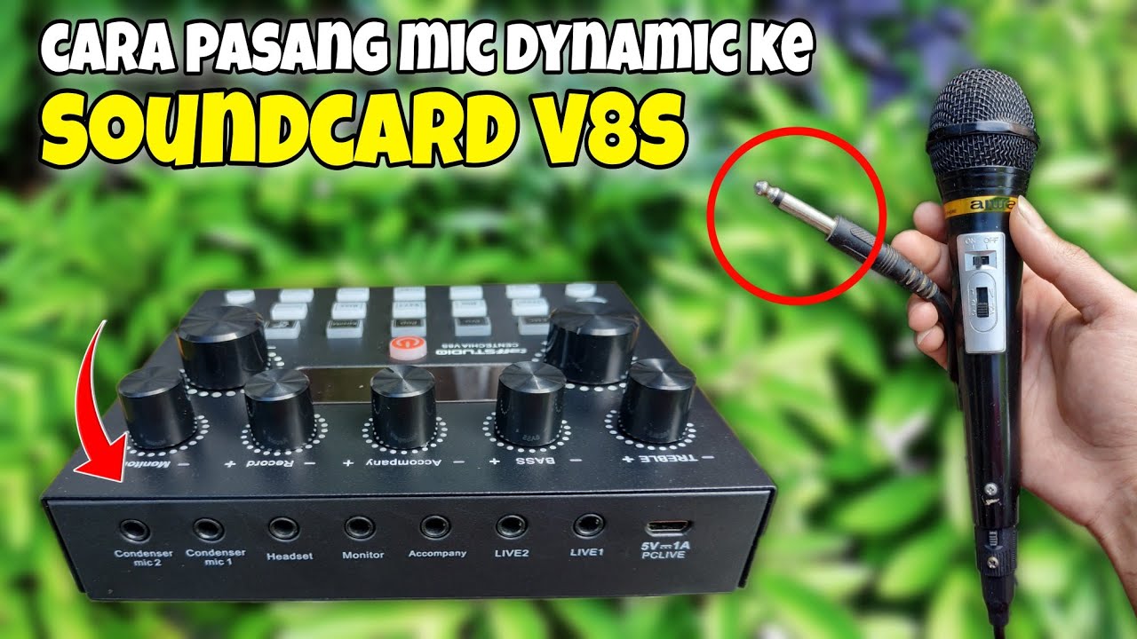 MUDAH cara pasang mic dynamic pada soundcard v8s (CONVERTER)
