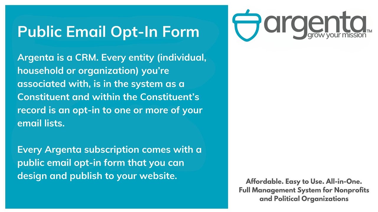 Designing and Publishing Your Email Opt-In form in Argenta