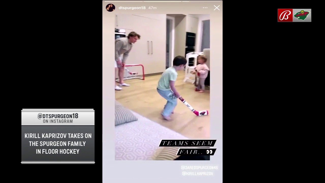 Kirill the Thrill takes on Jared Spurgeon's kids in floor hockey