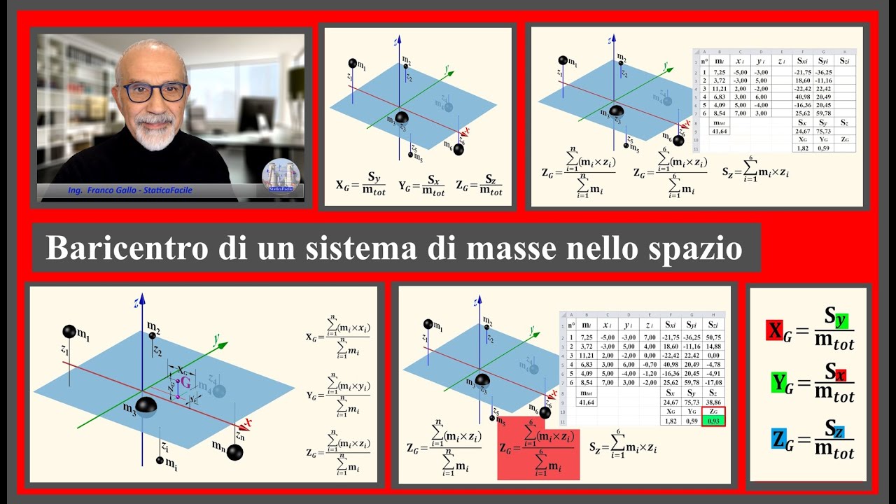 Baricentro di un sistema di masse nello spazio