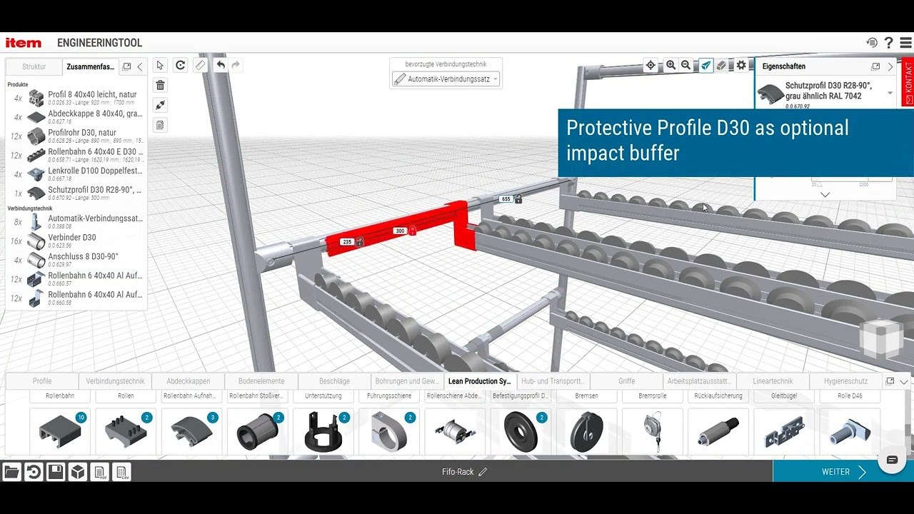 Engineeringtool - spádové regály
