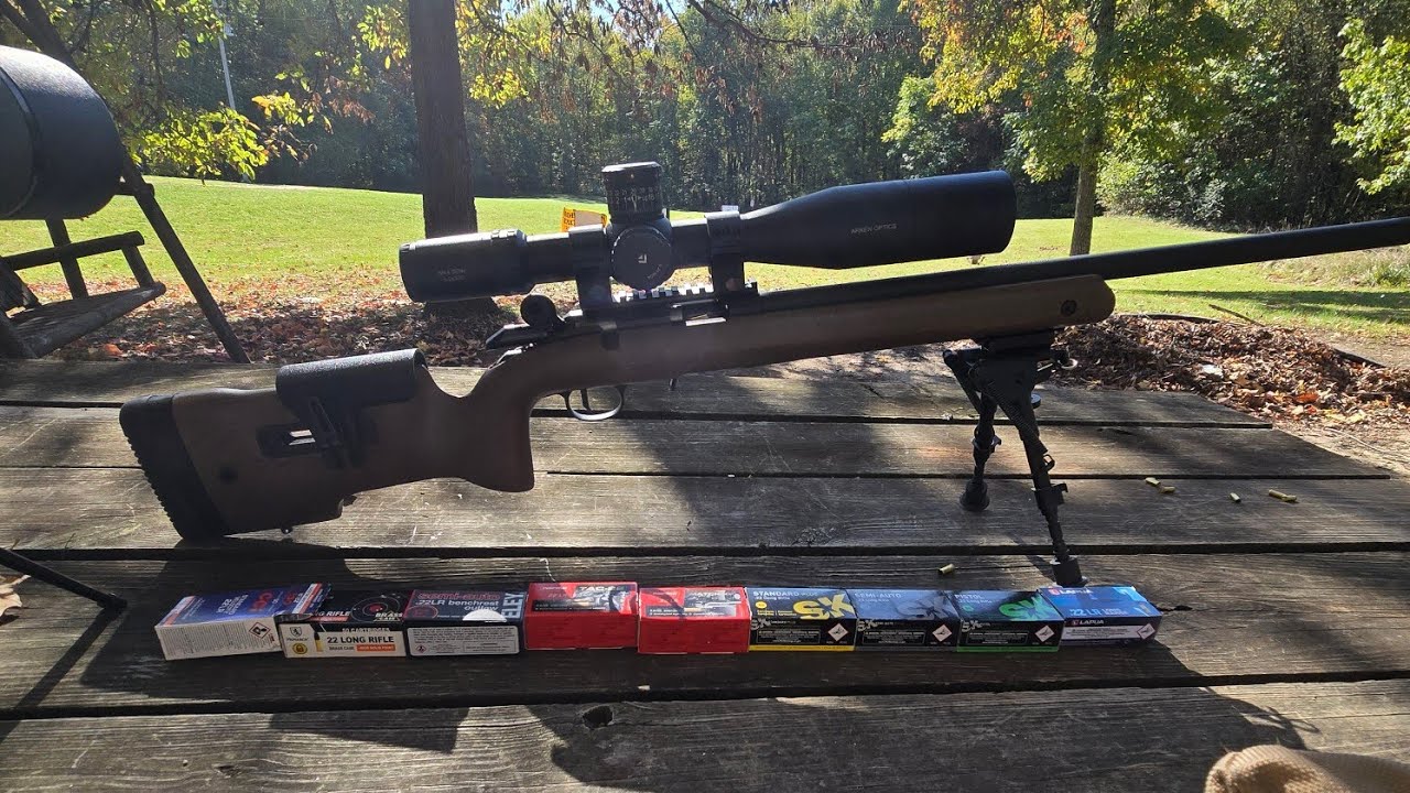 Ruger American Long Range Target 22lr Rifle at 50yds. Various Ammo.