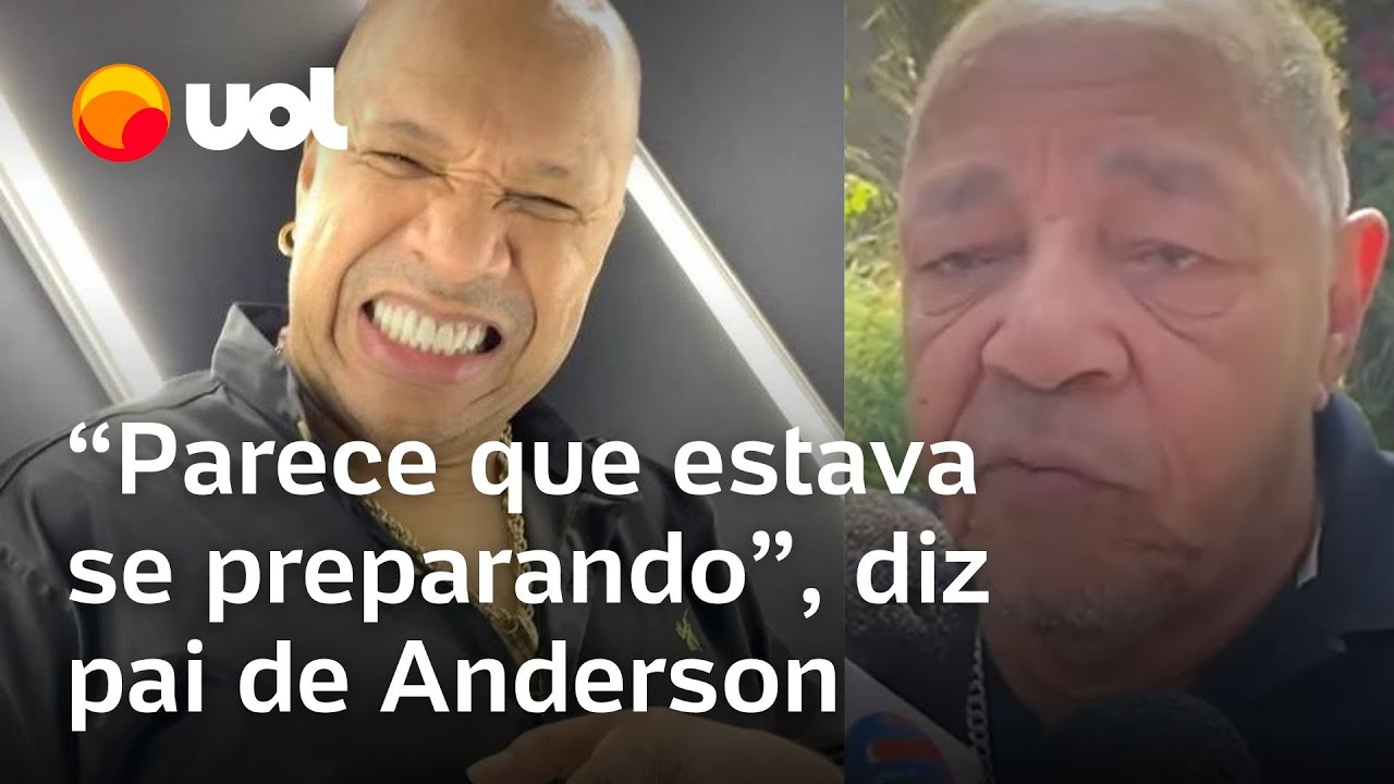 Pai de Anderson do Molejo se emociona em velório do cantor: 'Parece que estava se preparando'