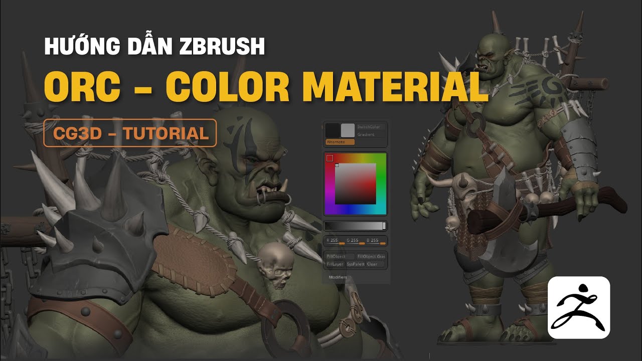 Tự học ZBrush | Cách tạo nhân vật 3D Orc | Part 13 - Color Materials | CG3D TUTORIAL #zbrush #cg3d