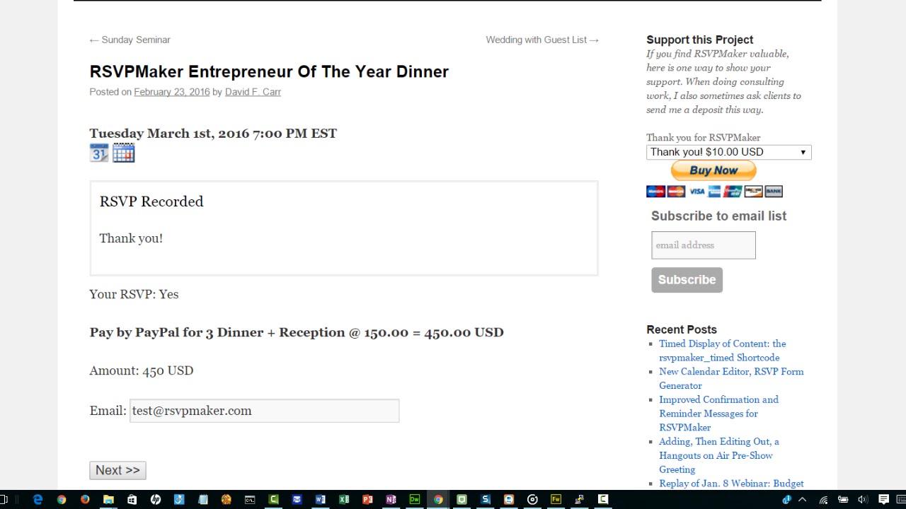 Video: RSVPMaker WordPress Plugin Improvements to PayPal Payments, RSVP Form Options