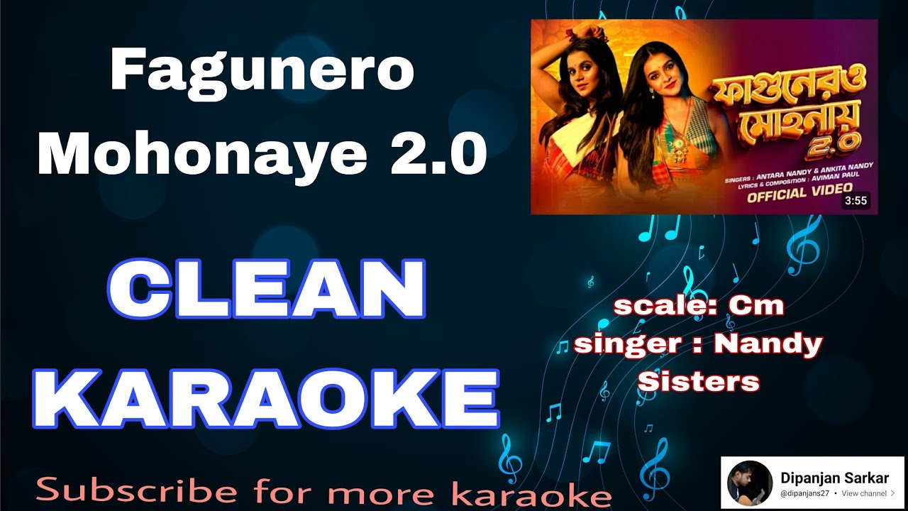Fagunero mohonaye 2.0 clean KARAOKE music track with lyrics | Nandy Sisters| Dhoon studio music