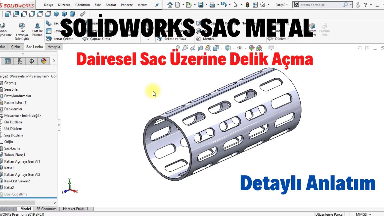 SOLİDWORKS SHEET METAL(SAC METAL) Dairesel Sac Üzerine Delik Açma  Detaylı Anlatım