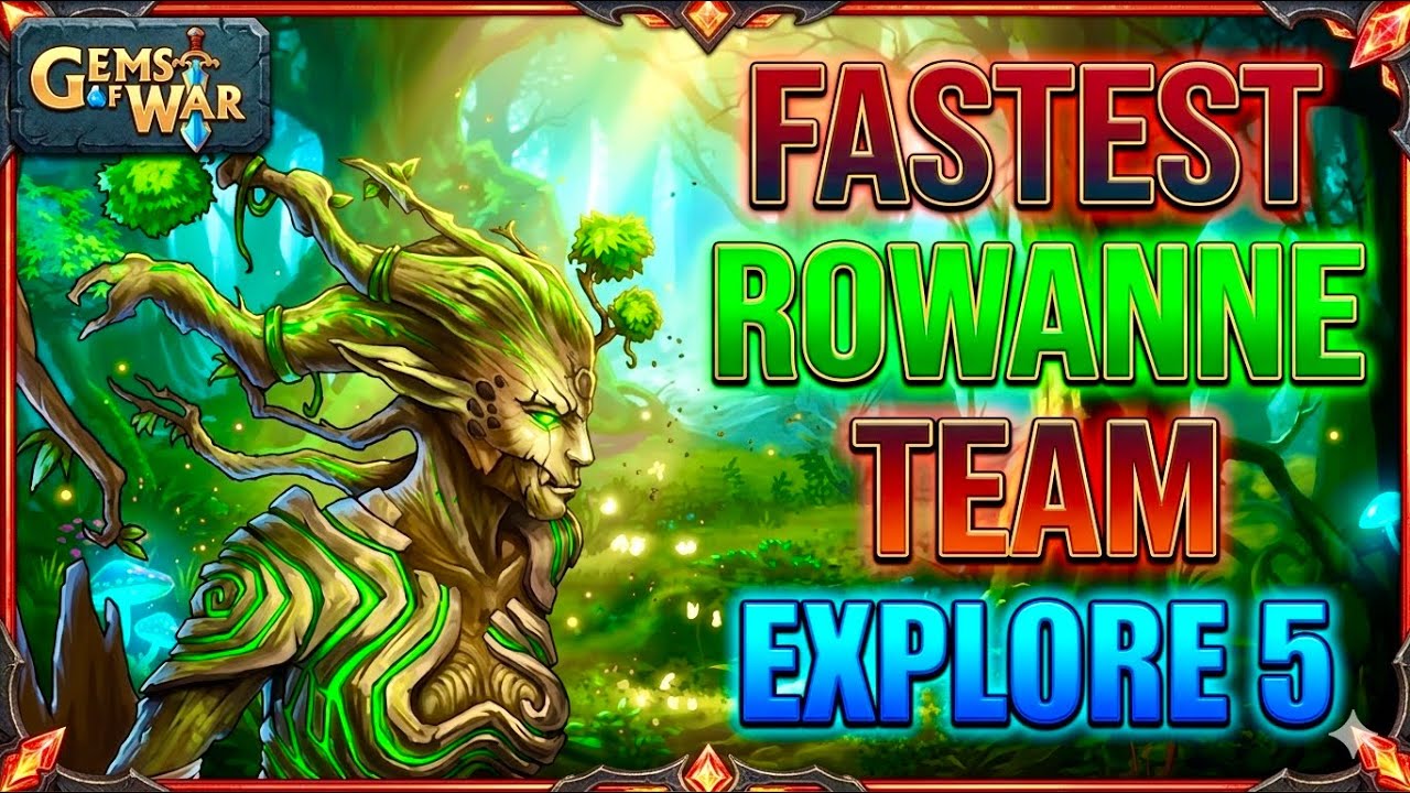 Gems of Wars - Fastest Rowanne Team for Explore 5. #gemsofwar #crisp #gemsofwarfastteam #gems