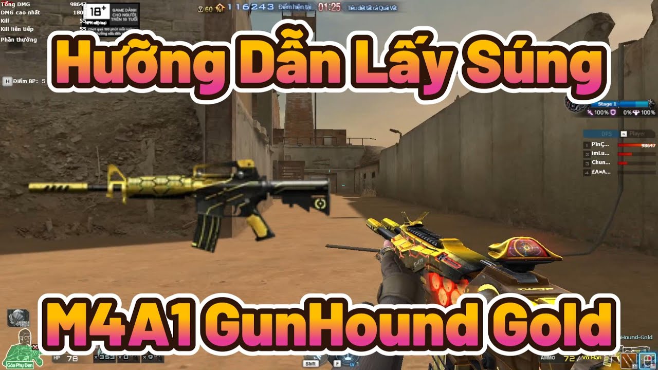 Hưỡng Dẫn Lấy Súng M4A1 GunHound Gold Và Đi Map AI RUST TOWN | Pin Chùa CFVN