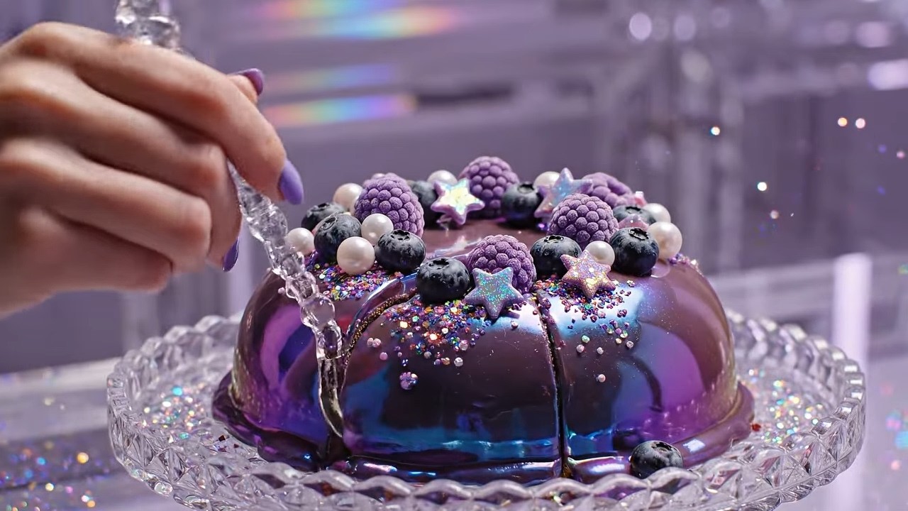 [4k] This Glossy Purple Cake Looks Unreal… 💜✨ | Surreal AI Baking ASMR