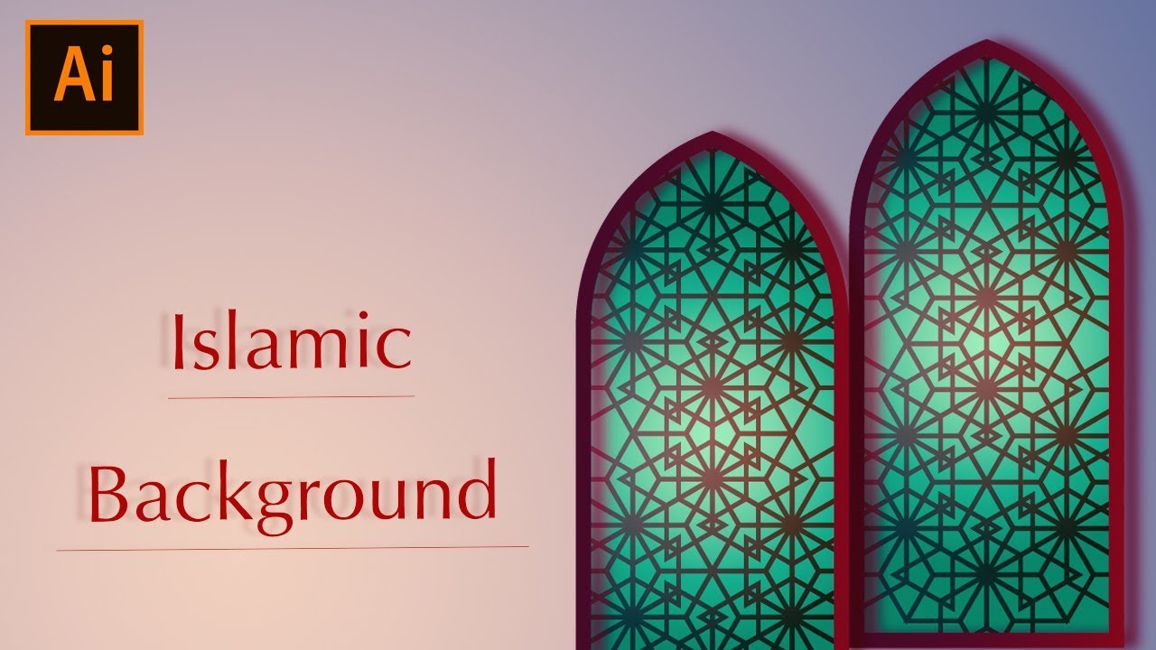 تصميم اسلامى (نافذة مسجد)  ادوبى اليستريتور- Islamic design glow mosque window by adobe illustrator