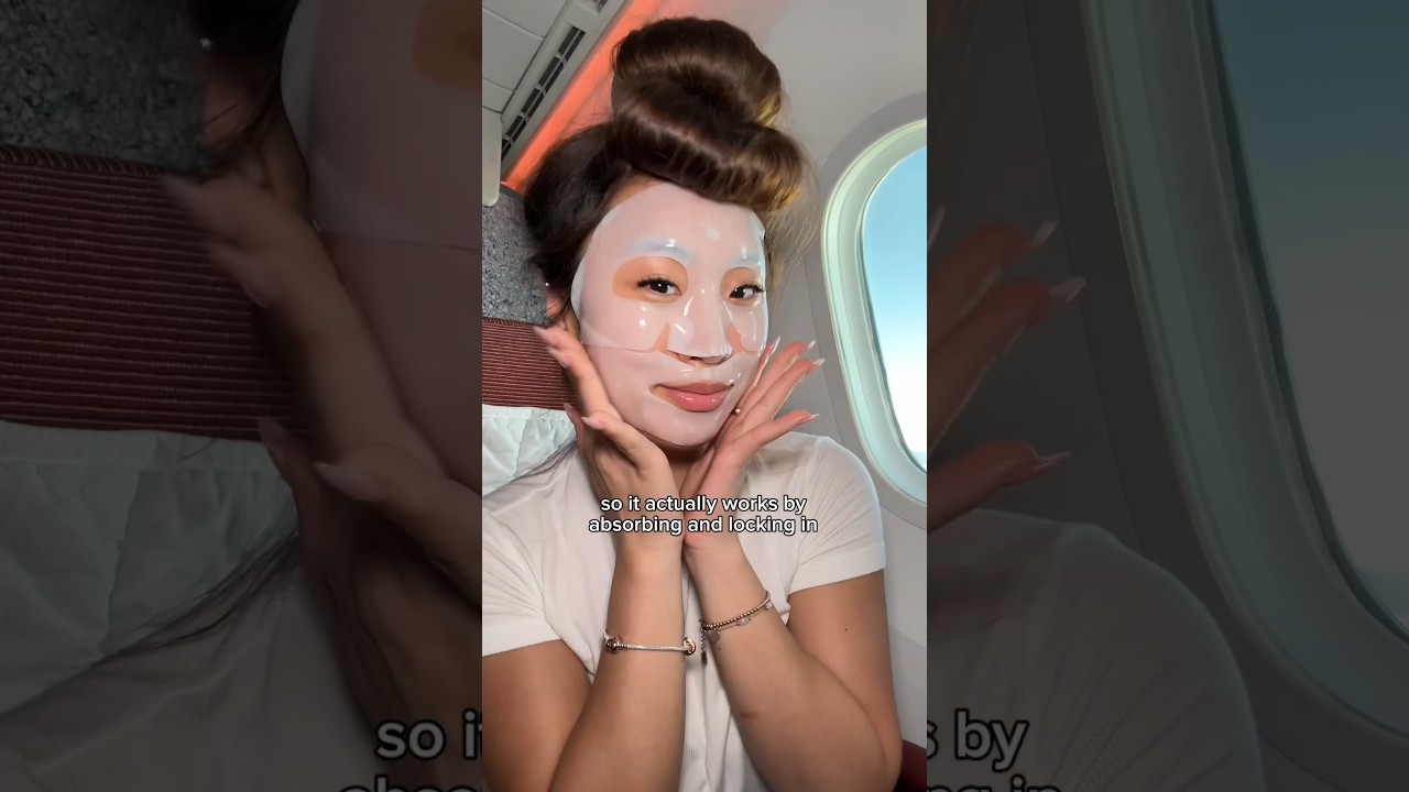 Using the VIRAL OVERNIGHT MASK on my LONGEST flight yet?!😱🤩 #kbeauty #koreanskincare #skincare