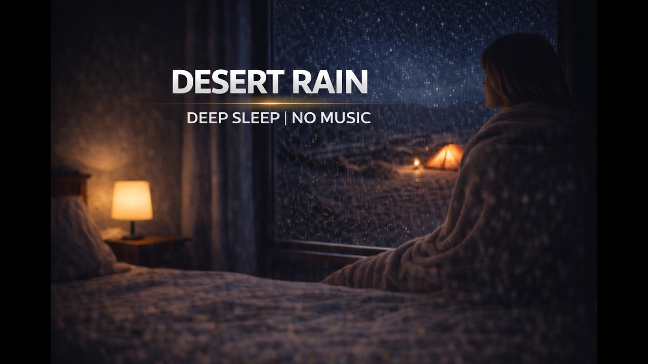 Desert Rain Sounds Through Window 🌧️🏜️ | Deep Sleep & Cozy Night Ambience | No Music