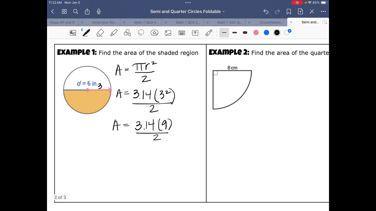 Semicircle and Quarter Circle Notes