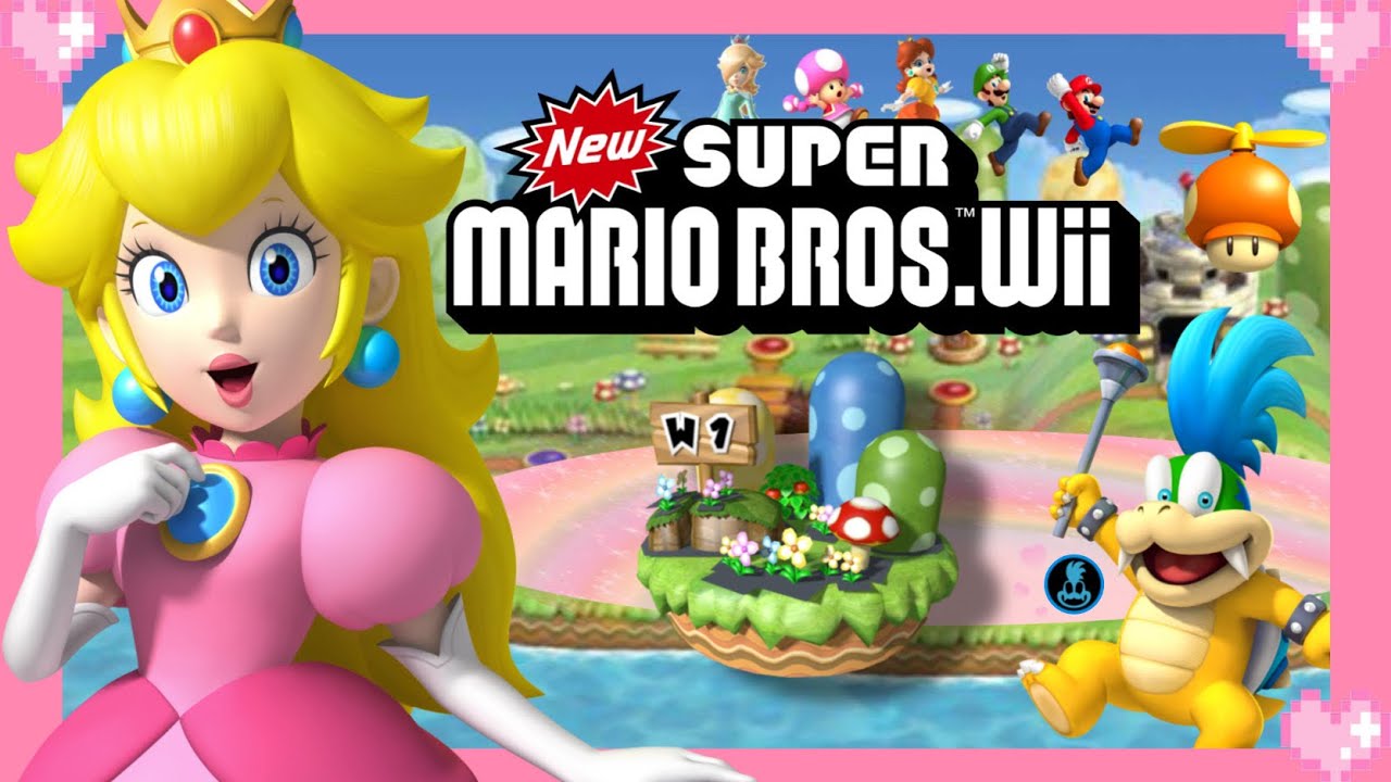 💗 New Super Mario Bros. Wii (World 1) Peach Gameplay 💗