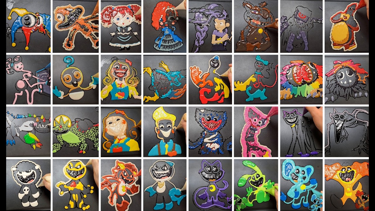 Poppy Playtime: All Characters, Pancake art challenge: Prototype, Poppy, Mommy long legs, Dough man