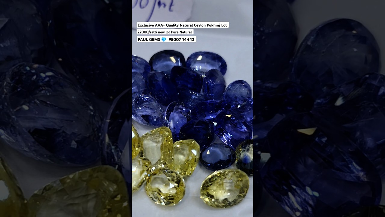 22000/ratti AAA+ Quality Pure Natural Ceylon Pukhraj Neelam New Lot Offer Price Available PAUL GEMS💎