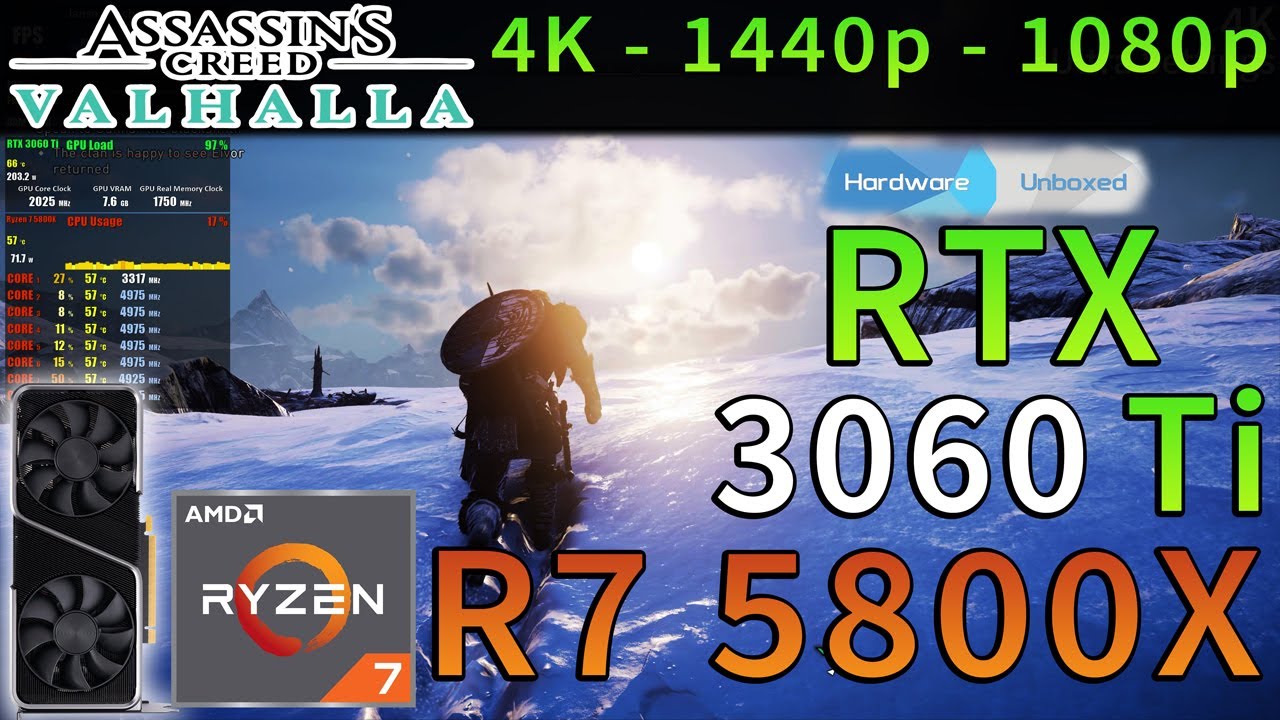 Assassin's Creed Valhalla | RTX 3060 Ti | R7 5800X | 4K - 1440p - 1080p | Ultra High & HUB Settings
